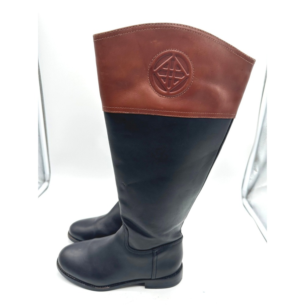 Antonio Melani Brown/Black Leather Equestrian Riding Boots Knee High 6.5